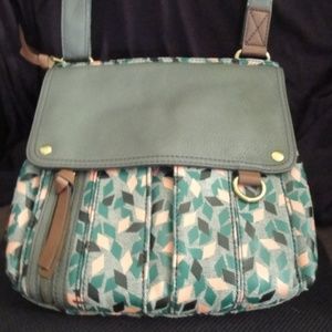 FOSSIL COATED GRAY CANVAS CROSSBODY HANDBAG NWOT